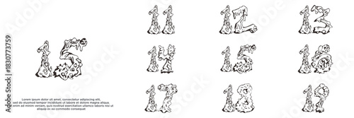 set anniversary year logo designs. abstract number, icon, vector illustration	