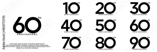 set anniversary year logo designs. abstract number, icon, vector illustration	