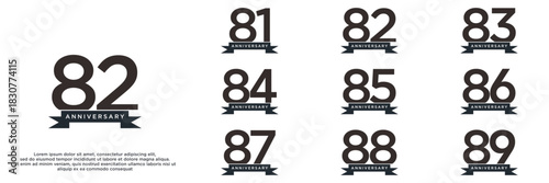 set anniversary year logo designs. abstract number, icon, vector illustration	