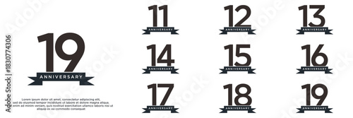 set anniversary year logo designs. abstract number, icon, vector illustration	