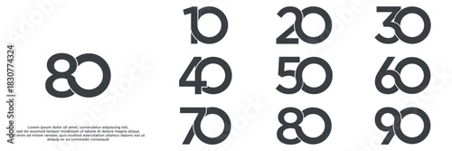 set anniversary year logo designs. abstract number, icon, vector illustration	