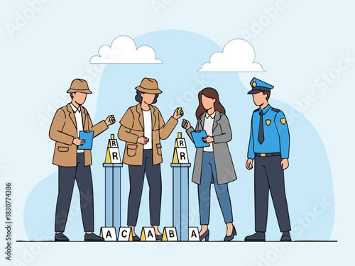 Teamwork in Crime Investigation - Police and Detectives at Work.