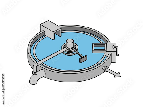 Circular Clarifier in Wastewater Treatment Plant Illustration.