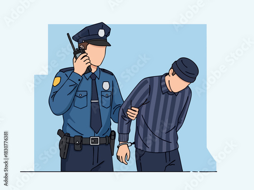 Police Officer Arresting a Suspect Illustration.
