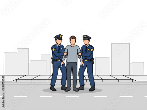 Police Arresting a Suspect on the Street.