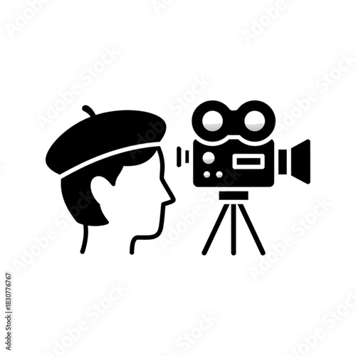 Filmmaker with Vintage Movie Camera Icon
