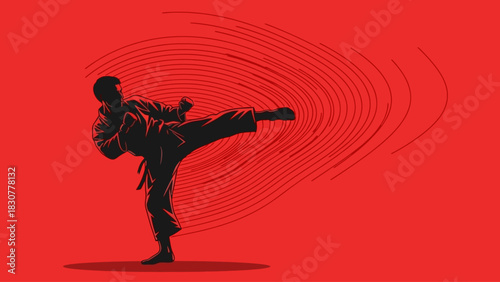 Dynamic Martial Arts Kick Illustration Action Power and Precision