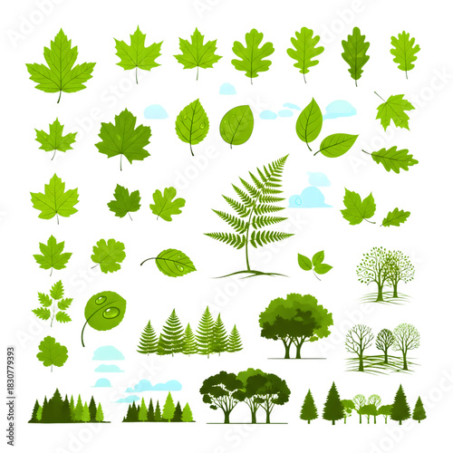 Ultimate Tree Vector Collection: Flat Icons, Tropical Palm, Pine, Deciduous Silhouettes, and Abstract Design Elements