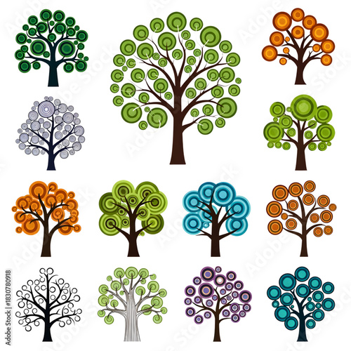 Ultimate Tree Vector Collection: Palm, Pine, Deciduous, Abstract Icons & Seasonal Forest Illustrations