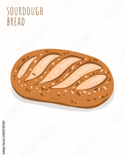 Sourdough Bread Long Tasty Simple Modern Flat Vector Template Poster.ai
