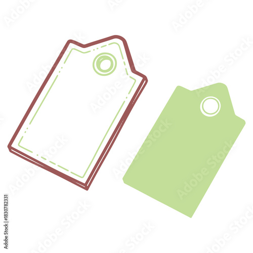 Two Price Tags with Distinctive Design and Subtle Pastel Color Palette Ideal for Branding and Marketing Purposes