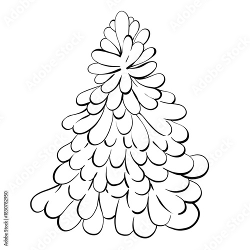 Creative Line Art Depicting a Stylized Christmas Tree Showcasing Unique Shapes and Flowing Lines for a Festive Feel in Modern Design