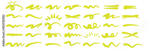 Hand Drawn Lines and Scribbles Collection Black Shapes on White Background