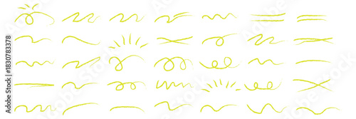 Hand drawn marker strokes set. Black paint brush lines, underlines and squiggles. Creative highlighter collection for graphic design. Ink doodle & scribble elements vector.