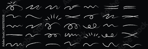 Hand drawn marker strokes set. Black paint brush lines, underlines and squiggles. Creative highlighter collection for graphic design. Ink doodle & scribble elements vector.