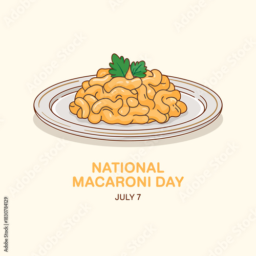 National macaroni day illustration with mac and cheese on a plate