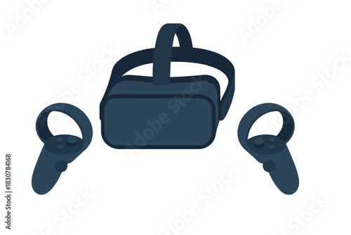 Modern virtual reality headset and handheld controllers for immersive gaming