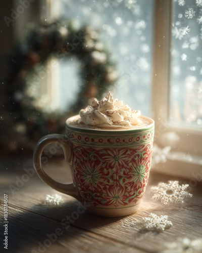 festive eggnog with christmas decorations