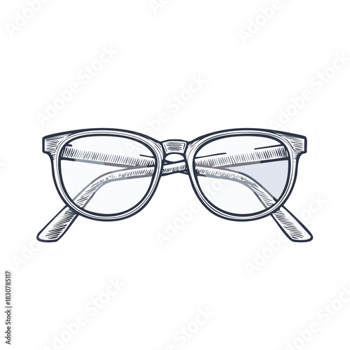 Detailed sketch of vintage eyeglasses for vision, intelligence, and classic style icon