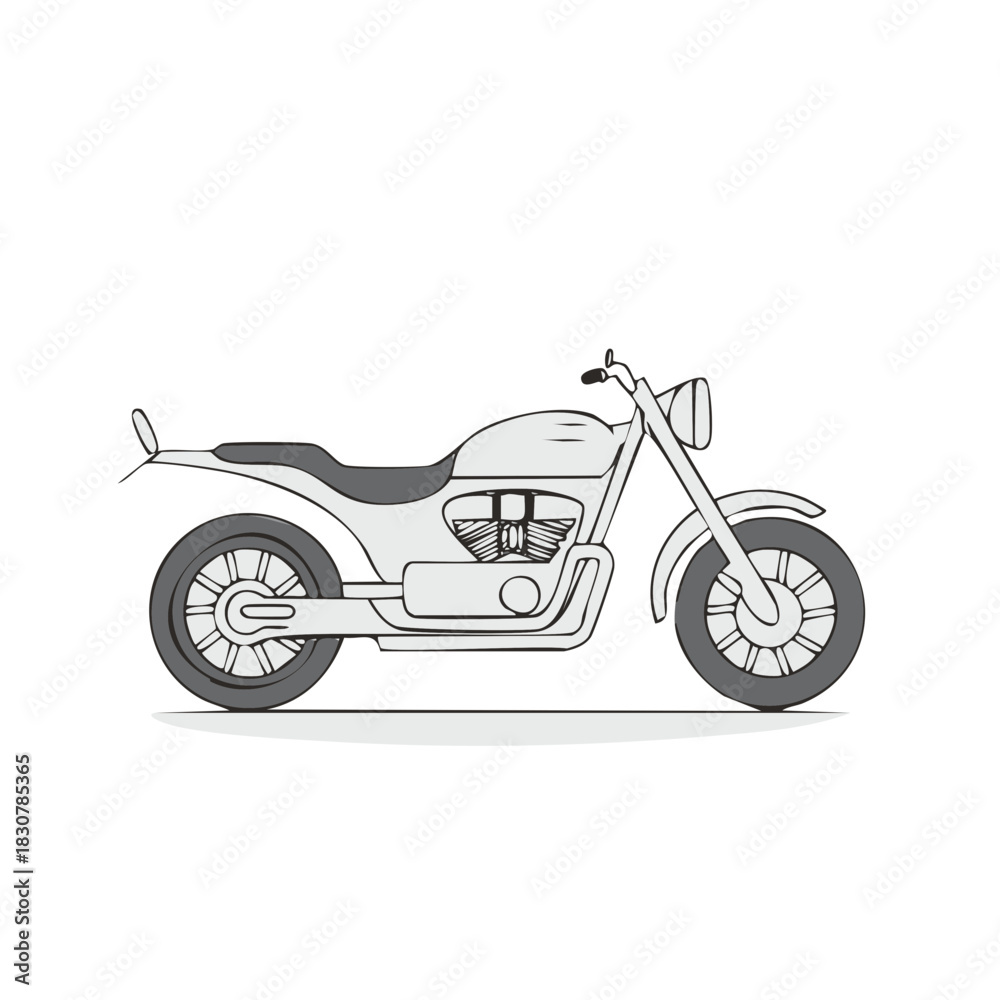 Fototapeta premium Classic Cruiser Motorcycle Illustration Side View Vintage Style