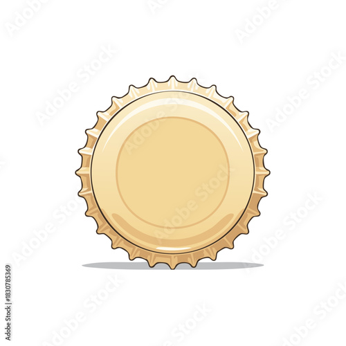 Empty beige bottle cap vector illustration with light shadow