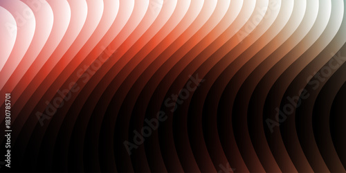 Neon ribbed fractal glass 3d background. Holographic vertical stripe pattern with vibrant purple blue yellow gradient. Abstract black bg, iridescent texture lines in radiant colors. 3D illustration	
