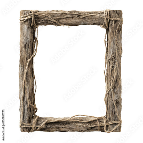 Rustic wooden picture frame with vine accents