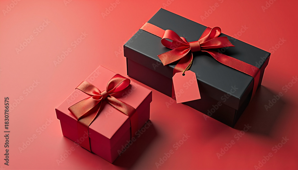 Obraz premium Decorative gifts in red and black for holiday celebrations 