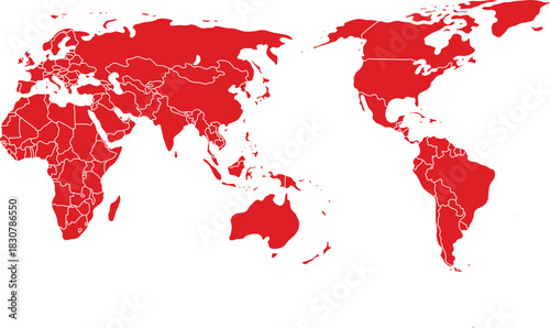 world map with divided countries 