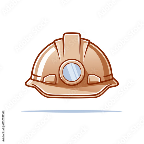 Cartoon Hard Hat with Headlamp for Construction or Mining Safety
