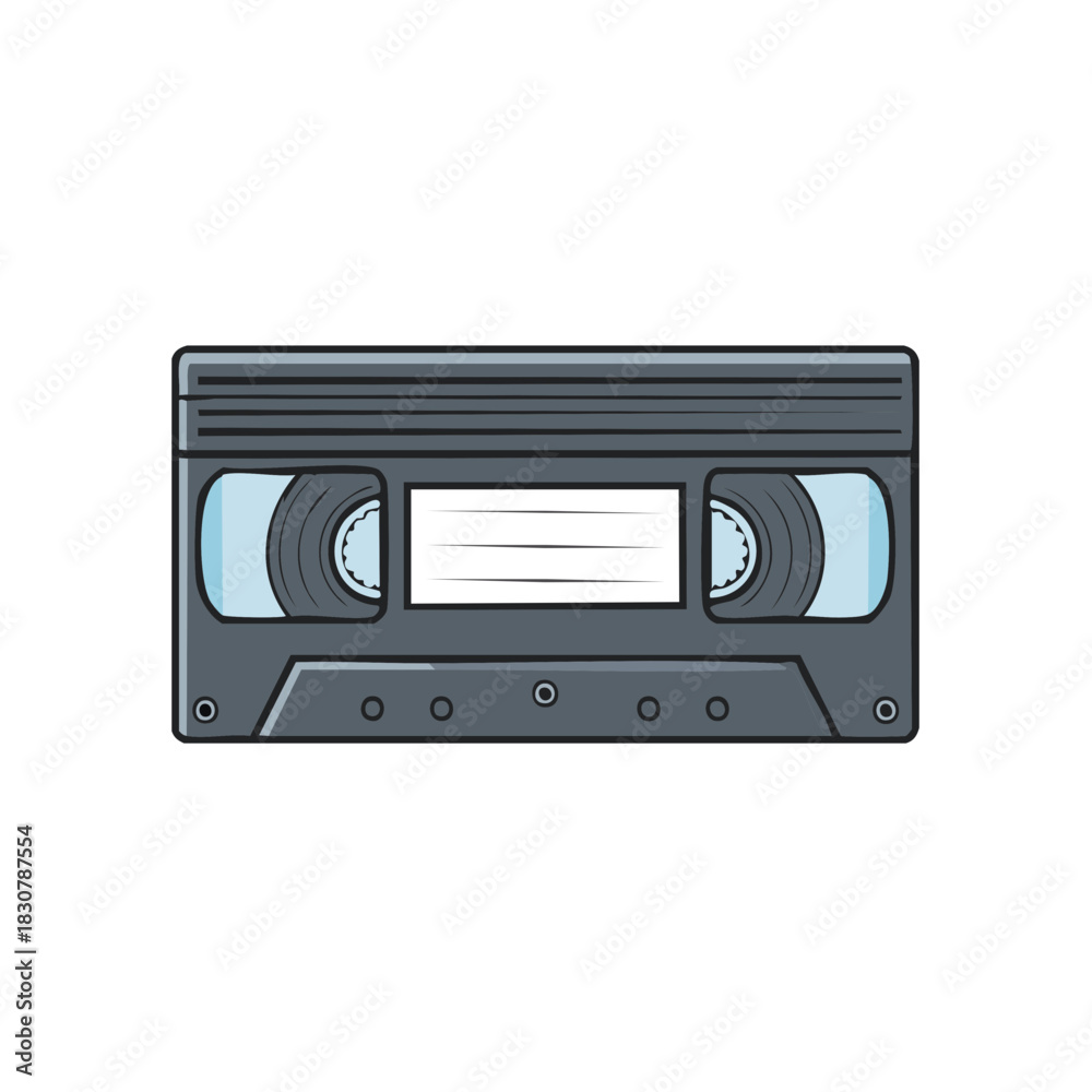 Fototapeta premium Retro VHS Tape Cassette Illustration Vintage Analog Recording Media Equipment