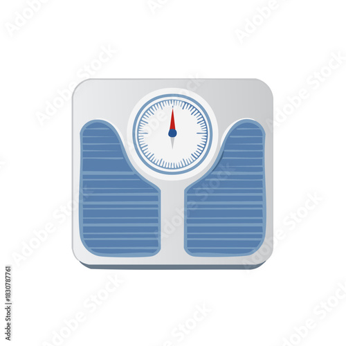 Simple blue and grey analog bathroom scale illustration for health diet and weight loss progress