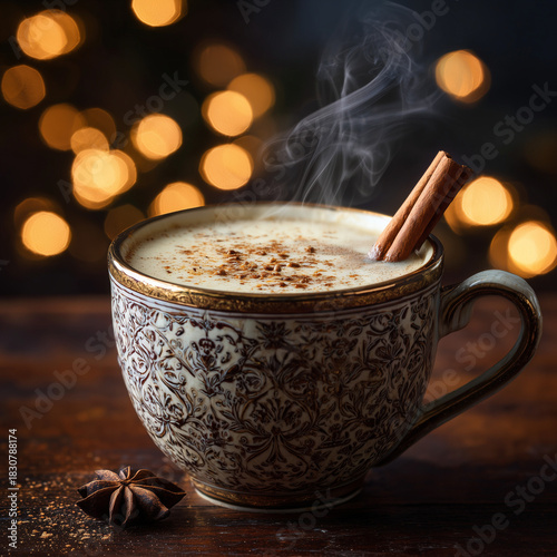 eggnog in festive mug 