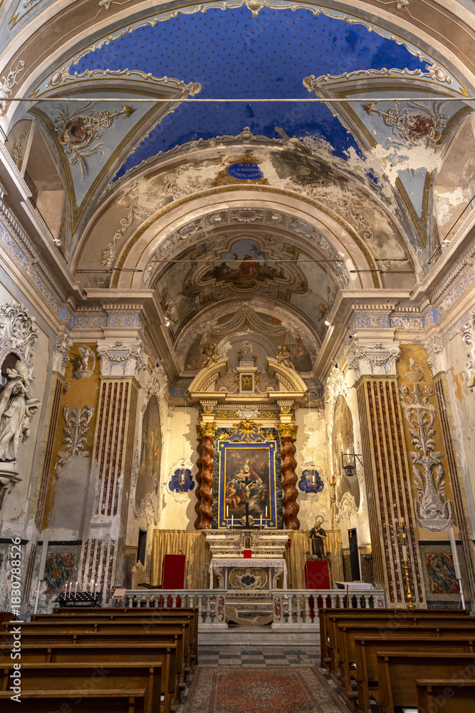 Obraz premium The oratory san Bartolomeo in the old town of Bordighera on the Italian riviera.