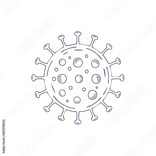 Simple Outline Illustration of a Coronavirus Particle