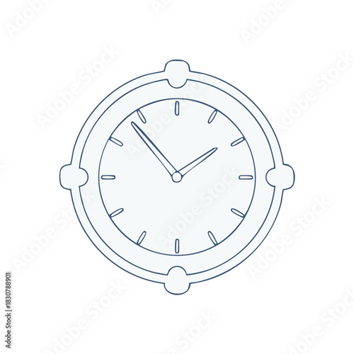 Minimalist graphic clock showing time concept in outline design