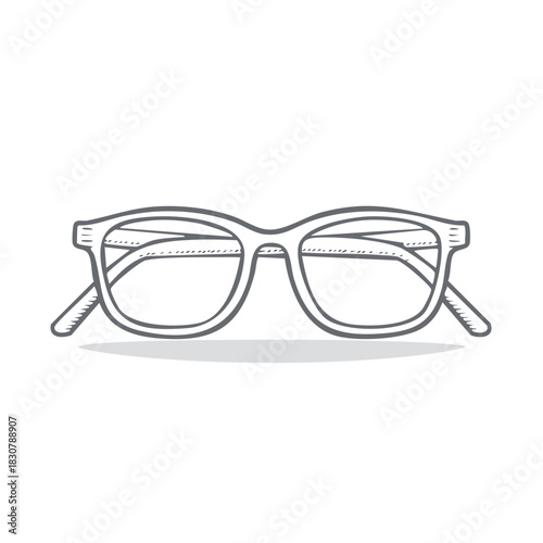 Line Art Illustration of Eyeglasses with Shadow Vision Correction Optometry Eye Care
