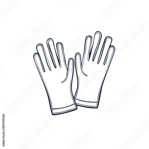 Outline drawing of protective work gloves for gardening or cleaning tasks