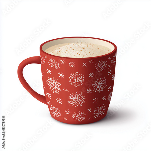 illustration eggnog in red snowflake mug