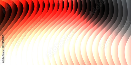 Neon ribbed fractal glass 3d background. Holographic vertical stripe pattern with vibrant purple blue yellow gradient. Abstract black bg, iridescent texture lines in radiant colors. 3D illustration	
