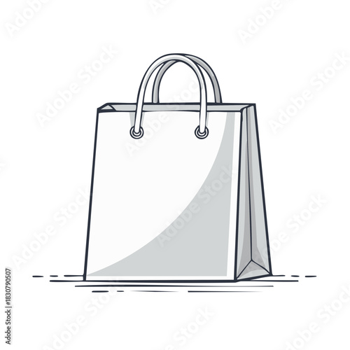 Simple Hand Drawn Shopping Bag Illustration With Handles