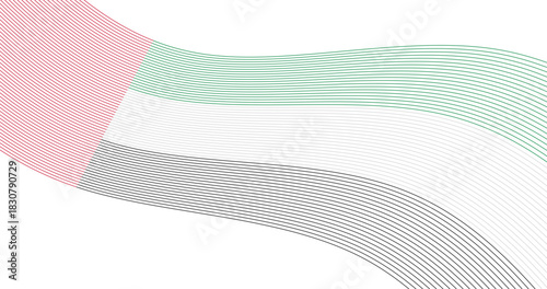 Flag of United Arab Emirates in the form of Curve lines
