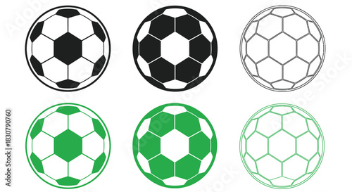 Variety of iconic soccer balls in different colors and styles