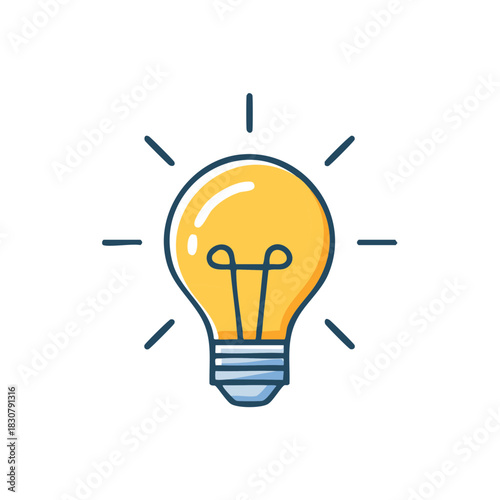 Illustration of a glowing incandescent light bulb symbolizing a bright new idea or inspiration