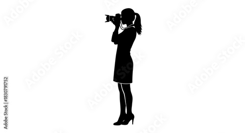 Silhouette of a woman photographer capturing a moment with her camera