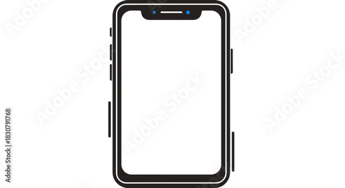 Modern smartphone with blank screen, isolated on white background