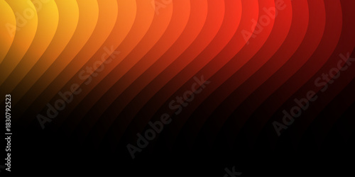 Neon ribbed fractal glass 3d background. Holographic vertical stripe pattern with vibrant purple blue yellow gradient. Abstract black bg, iridescent texture lines in radiant colors. 3D illustration	
