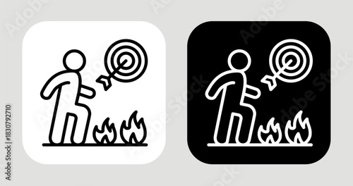 Flame of Purpose Icon In Black and White Line Style