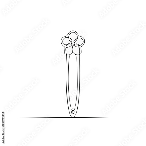 Floral Hairpin Line Art Stylized Decorative Accent for Hairstyle Accessory