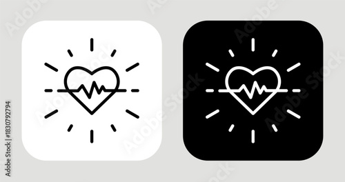 Passion Pulse Icon In Black and White Line Style